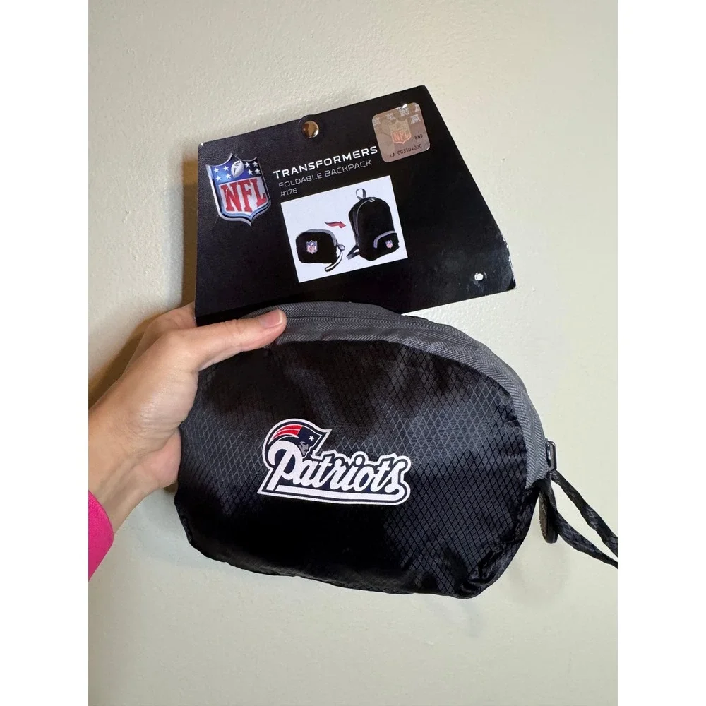 New England Patriots NFL Transformers Foldable Backpack Black Ripstop NWT
